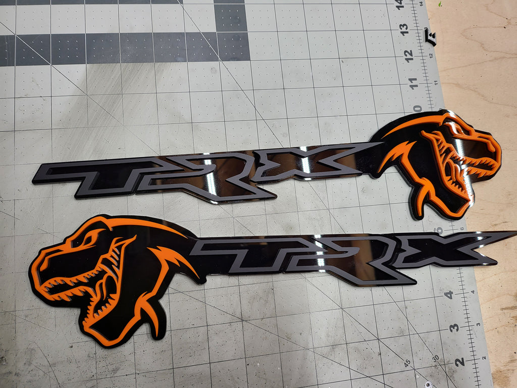 *Color Matched* Pair of T-Rex Tailgate acrylic badge (Door Installation)