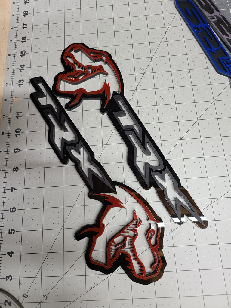 *Cutout Style* Pair of T-Rex acrylic badge (Door Installation)